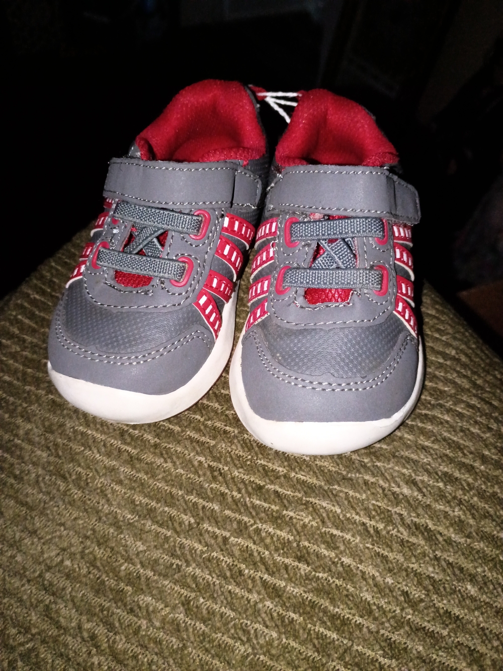 Kids Grey and Red Athletic Sneakers